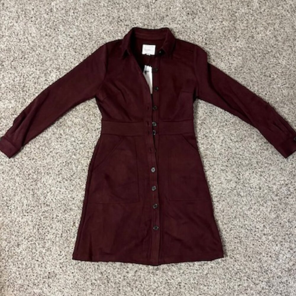 A loves a Faux Suede Maroon long-sleeve dress Medium New with Tags